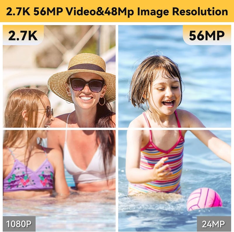 Focusify Underwater Camera, 2.7K 56MP 33FT Waterproof Digital Camera with 6X Optical Zoom & 4X Digital Zoom 2.8" IPS Screen, Ideal for Snorkeling, Swimming and Outdoor Adventures with 32G Card - Image 2